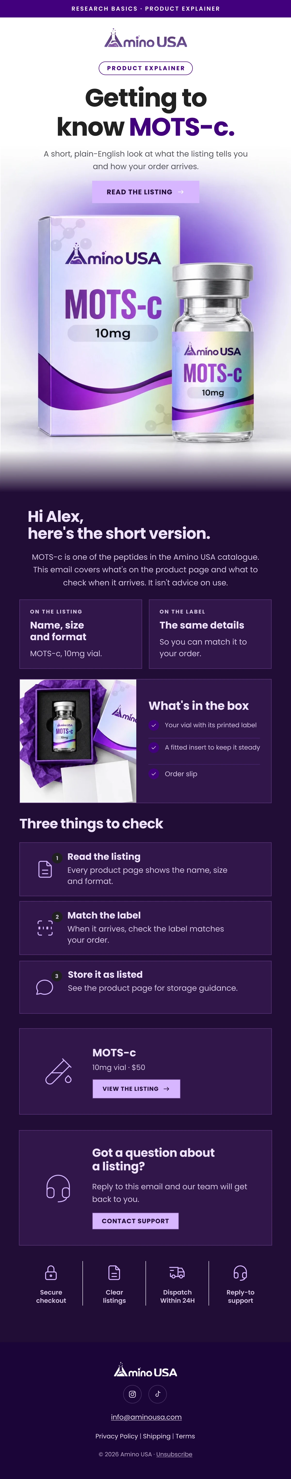 Amino USA education email design